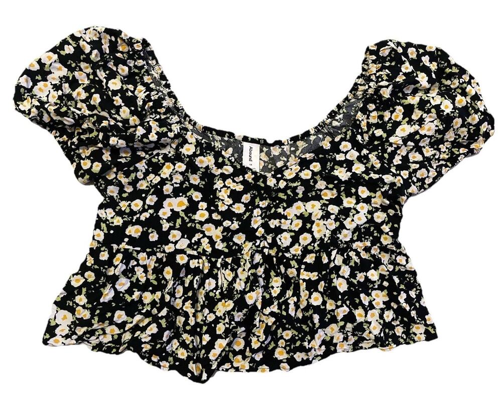 Y2K Babydoll Milkmaid Ditsy Floral Top Puff Sleeve Ruffle Crop Coquette Fairy 1X